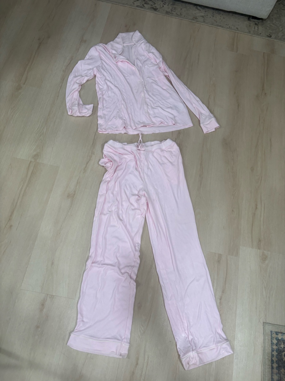 Light Pink Women's Two-Piece Lounge Set - Long Sleeve Top & Pants